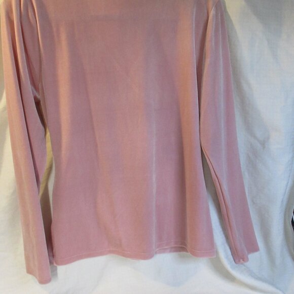 JCREW~MERCANTILE~STUNNING PINK VELOUR~FAUX WRAP FRONT~ L/S~ SIZE LARGE TOP - Picture 7 of 7